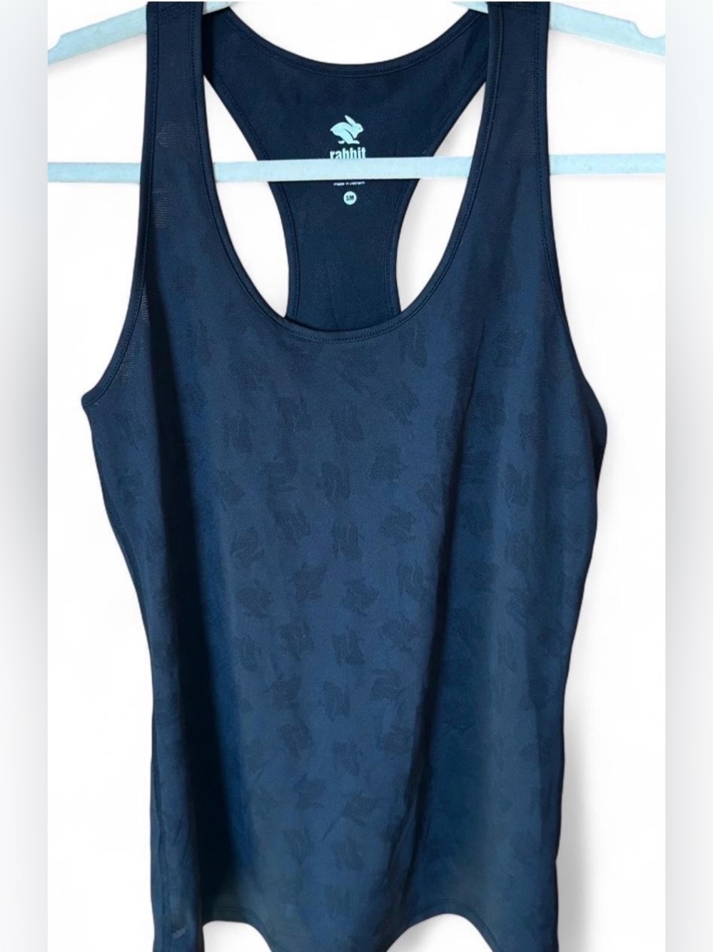 Rabbit Racerback Tank Top Women’s Activewear Sz S Black Mesh Designs Workout Run